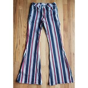 Shyanne Multicolor Vertical Stripe Straight Leg Jeans - Navy, Red, White